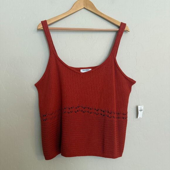 NWT Old Navy Rust Colored Crocheted Cotton Tank Top XXL - Picture 1 of 6